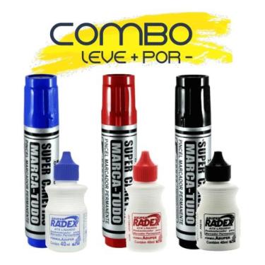 Imagem de Canetão 17mm + Tinta Refil - Propaganda Cartaz - Azul Preta Vermelha -