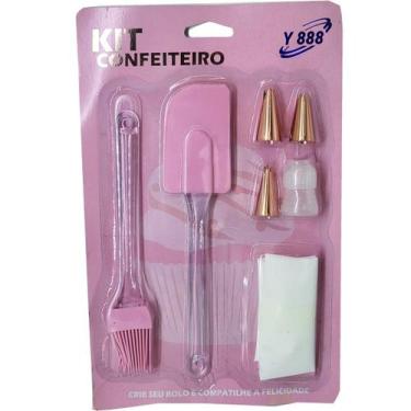 Imagem de Kit Confeiteiro COntendo 1 Saco 3 Bicos De Metal 1 Pincel 1 Pão Duro -