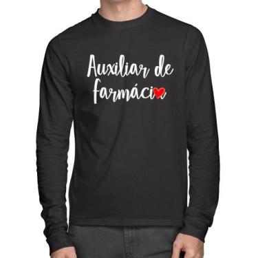 Imagem de Camiseta Algodão Auxiliar de Farmácia por Amor Manga Longa - Foca na M