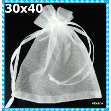 Imagem de 10 saquinhos de organza Maternidade bebê 30x40  Branco Baby Aconchego 