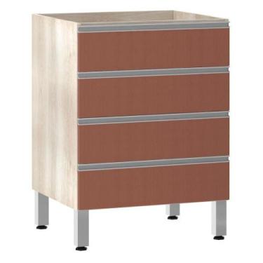 Imagem de Balcão Sem Tampo Gaveteiro 60cm Lis Legno Crem e Gaia - LUCIANE