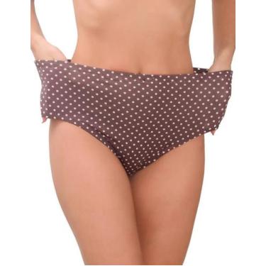 Imagem de Kit 10 Calçolas Plus Size Cintura Alta Senhora Estampada Laterais Larg