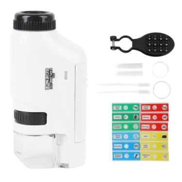 Imagem de Kit de Microscópio Infantil, Kit Educacional de Microscópio Com Lente de Alta Definição, Portátil para Experimentos Científicos Escola Em Casa (Branco)