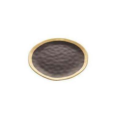 Imagem de Prato raso em porcelana Dubai preto e dourado 25cm Wolff