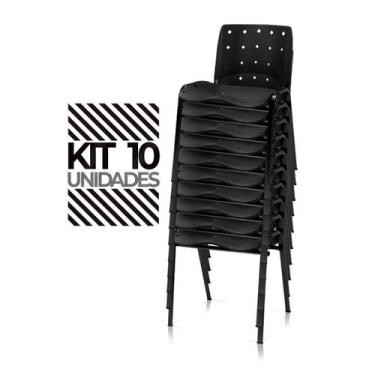 Imagem de Ergoplax Kit 10 Cadeiras Fixas Plástica Aproximação Empilhável Plaxmet