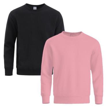 Imagem de Kit 2 Moletom Masculino Liso Treino Frio Gola Careca Slim - Quero Shoe