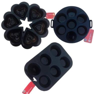 Imagem de Kit 3 Formas De Silicone Bolo Bolinho Cupcake Escolha a Cor - Rio Tiju