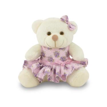 Imagem de Ursa de Pelúcia Floral 45cm Decoração de Festas - Toybrink, Baunilha, 