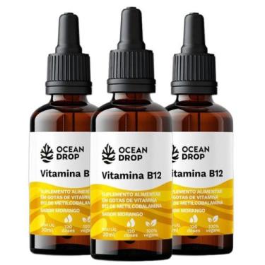 Imagem de Kit 3x Vitamina B12 Metilcobalamina Gotas 30 Ml - Ocean Drop