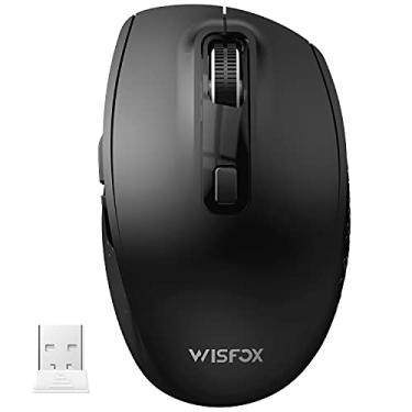 Imagem de WisFox Mouse Bluetooth, mouse sem fio silencioso vem com 2 modos (Bluetooth 3.0/5.0 + USB), mouse sem fio portátil multidispositivo para laptop, iPad, MacOS, PC, Windows, Android (preto)