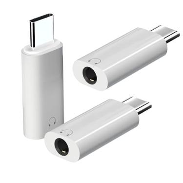 Imagem de [Certificado Apple MFi] Pacote com 3 adaptadores de fone de ouvido USB-C para áudio de 3,5 mm, adaptador auxiliar de fone de ouvido para iPhone 16, conector tipo C, compatível com iPhone 16 15 Galaxy