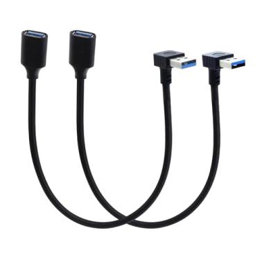 Imagem de LANMINGLEL Cabo USB 3.0 de 90 graus para cima e para baixo, 2 pacotes (para VR, teclado, impressora)