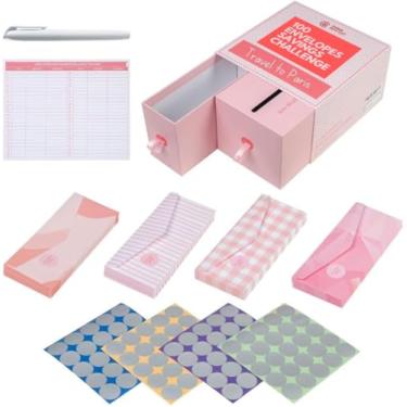 Imagem de 100 Envelopes Desafio de Poupança de Dinheiro Rosa – Economize 5050 Dólares em 100 Dias Kit Premium, 100 Envelopes de Dinheiro e Conjunto de Caixa Organizadora, Desafio de Poupança Moderno Tiktok e YouTube, Ideias Divertidas de Presente