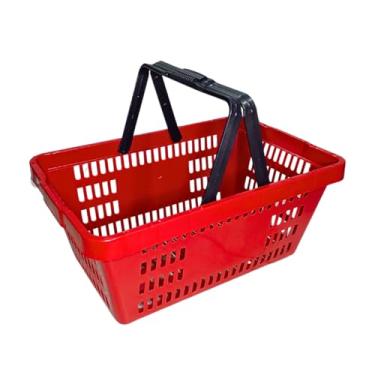 Imagem de Kit 4 Cesta Cestinha Plastica Reforçada Supermercado Mercado 15 Litros (Vermelho)