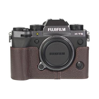 Imagem de DBZZ Capa XT5 feita à mão couro genuíno para câmera protetora meia câmera, para Fujifilm X-T5 (marrom)