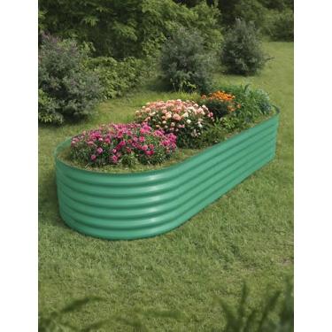 Imagem de Fitenlor 2 canteiros elevados de 3 x 1,2 x 0,5 m, caixas de plantação elevadas galvanizadas ao ar livre com fácil montagem, cama de jardim grande para vegetais, frutas, flores, canteiro elevado, verde