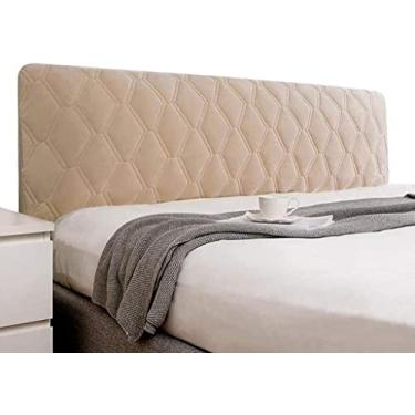 Imagem de Capa protetora de cabeceira de veludo com ajuste universal, capa protetora à prova de poeira e espessada para todos os tamanhos de cama - Twin, Full, Queen, King, Easy Care(Beige,220cm(86"))