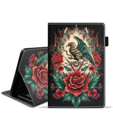 Imagem de stmedazm Capa para tablet Amazon Fire Max 11 (11 polegadas, 13ª geração, versão 2023), capa com suporte de couro PU premium com despertar/hibernar automático - Totem asteca maia da bandeira mexicana