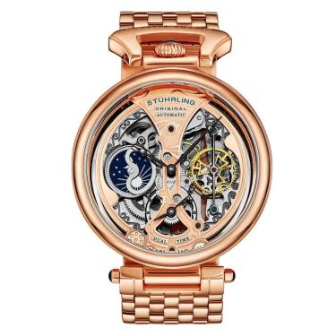 Imagem de Relógio Masculino Stuhrling Grandeur 4003 Automático 46mm, Ouro Rosa