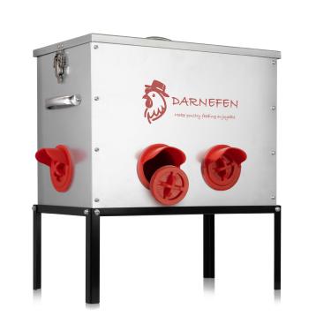 Imagem de Darnefen Alimentador automático de frango - Alimentador de aves de metal de grande capacidade de 18 kg com pernas e tampas - Alimentador de frango sem desperdício para galinhas, patos e perus.