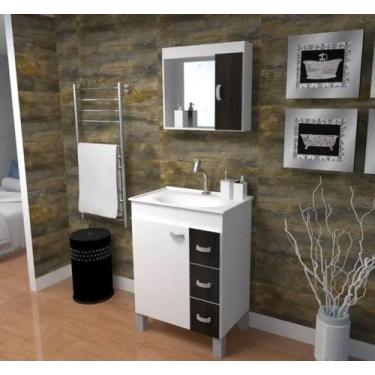 Imagem de Gabinete Armário Para Banheiro Cuba E Espelheira Brava Ébano - Gabinet