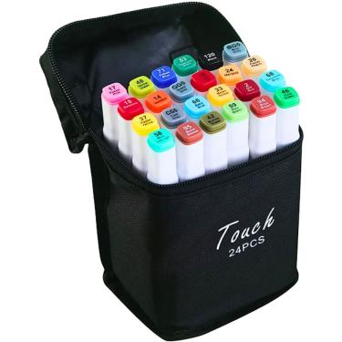 Imagem de Kit De Canetas Marcador Permanente Ponta Dupla Touch 24Cores