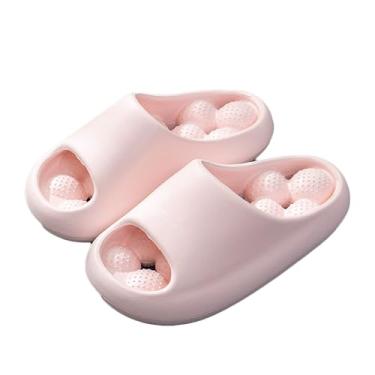 Imagem de Legou Pantufas femininas para uso interno, verão, casal, massagem, banheiro, banheira, antiderrapante, resistente ao desgaste, Rosa, 7 US