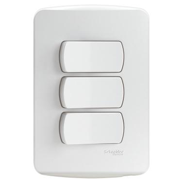 Imagem de Conjunto C/ 2 Interruptores Simples + 1 Interruptor Paralelo C/ Placa Horizontal Miluz Branco Ref. S3B62190 – Schneider