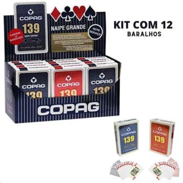 Imagem de Kit com 12 Jogo Baralhos Profissional Copag 139 Original 54 Cartas