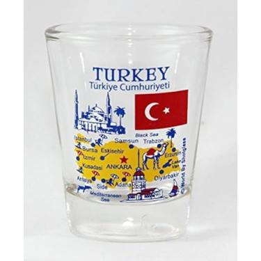 Imagem de Taça de vidro com colagem de ícones e pontos de referência da Turquia