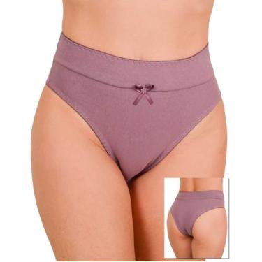 Imagem de Kit 5 Calcinha Cintura Alta Algodão Cotton com Cós Duplo Lingerie Refo