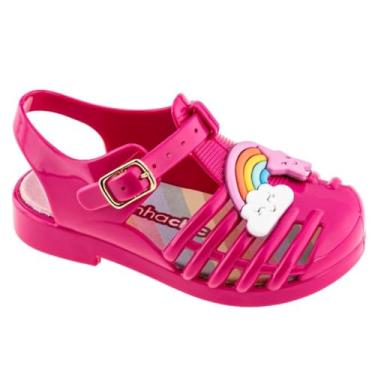 Imagem de Sandália Bebe Menina Estilo Melissinha Rosa Unicórnio Gliter transparente Papete Infantil Sandalinha (Rosa/Arco íris, BR, Criança de 1 a 3 anos, Faixa Numérico, 21, 22)