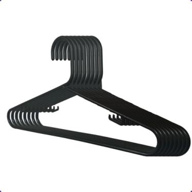 Imagem de Kit Com 100 Cabide Tradicional Reforçado Adulto Para Roupa Calça Plástico Preto Resistente
