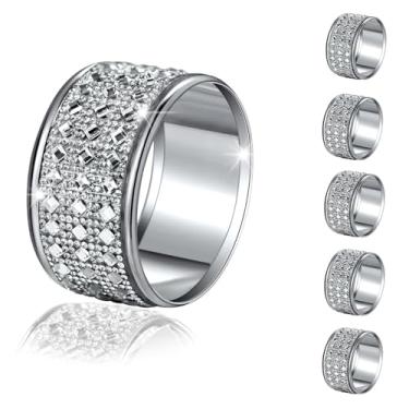 Imagem de RAYYXP Conjunto De 6 Anéis De Guardanapo De Strass, Porta-Guardanapos De Cristal, Fivelas De Guardanapo De Diamante Brilhante, Decoração De Mesa Para Recepções De Casamento, Natal, Ação De Graças, F