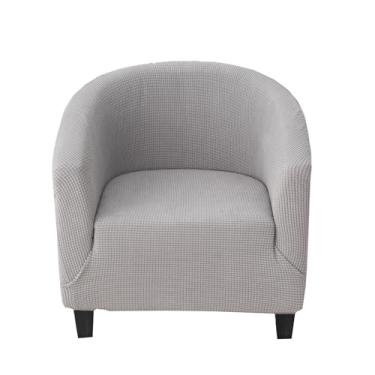 Imagem de CRFATOP Capa macia para cadeira de clube, capa elástica para cadeira de barril, jacquard, capas redondas para sofá, poltrona, elastano, protetor de móveis removível para sala de estar, cinza claro