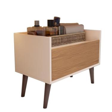 Imagem de Gabinete Aparador Armário Grécia 1 Porta Multiuso Organizador Banheiro Sala de Estar - Offwhite/Freijó