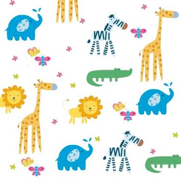 Imagem de Papel De Parede 10m Adesivo Quarto Safari Animais Infantil Bebê