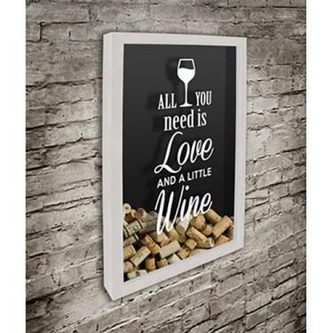 Imagem de Quadro Porta Rolhas All you need is Love 1 - Quadro Novo, Branco, 37x5