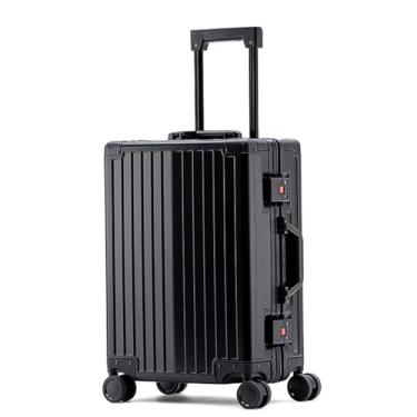 Imagem de Mala de transporte rígida de alumínio e magnésio de 71 cm com rodas, mala rígida com trava TSA, mala de transporte aprovada por companhias aéreas, sem zíper, bagagem de metal com rodinhas, Preto,