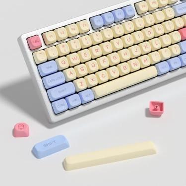 Imagem de YMKPVR KBDiy Marshmallow KOA Profile Keycaps 60%, Dye-Sublimation PBT Pink Cute Custom Keyboard Keycap, Conjunto de 141 teclas para teclados mecânicos Cherry Gateron MX Switches