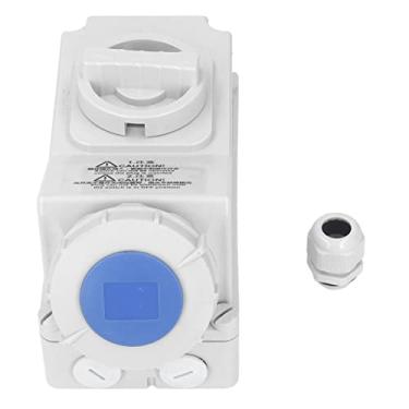 Imagem de Tomada externa à prova d'água, 220-250V 32A 3 pinos Soquete de chave de intertravamento, Soquete de intertravamento industrial à prova d'água IP67 com 2 polos e aterramento