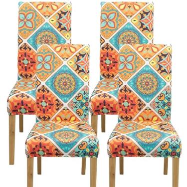 Imagem de Comfy Gate Pacote com 4 capas de cadeira de sala de jantar, capas de cadeira para sala de jantar, conjunto de 4 capas elásticas para cadeira de jantar, conjunto de 4 protetores de cadeira de cozinha,