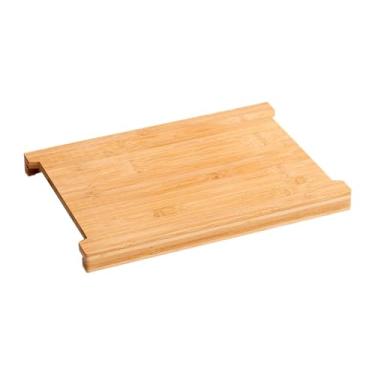 Imagem de YWJLQH Tábua de corte de frutas de frutas de bambu com bandeja de recipientes, travessa para preparação de refeições, servindo cortando, Placa única