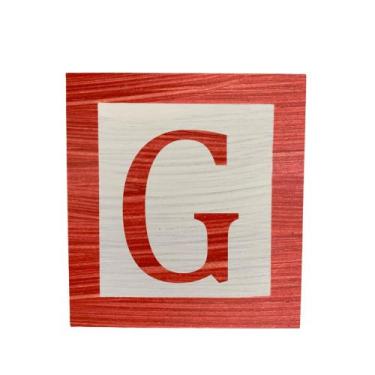 Imagem de Cubo Branco Letra Vermelha com Aplique Festa Chá de Bebê Decoração 8x8