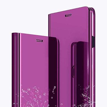 Imagem de Capa para Samsung Galaxy S25, capa fina espelhada de maquiagem com suporte de couro para Samsung S25, capa de luxo transparente para Samsung Galaxy S25 5G capa de telefone S View