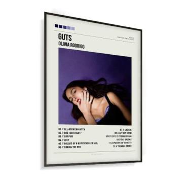 Imagem de Quadro Decorativo Sem ou Com Moldura Música Cantora Olivia Rodrigo Álbum Guts (Moldura Preta)