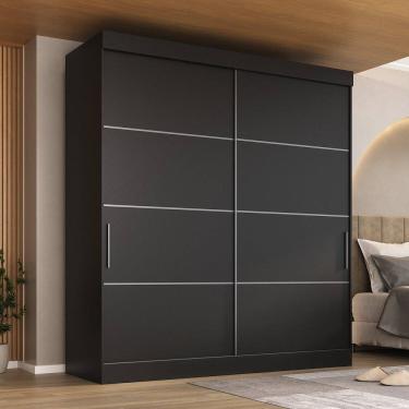 Imagem de Guarda-roupa Solteiro 2 Portas e 2 Gavetas Casa Blanca Preto