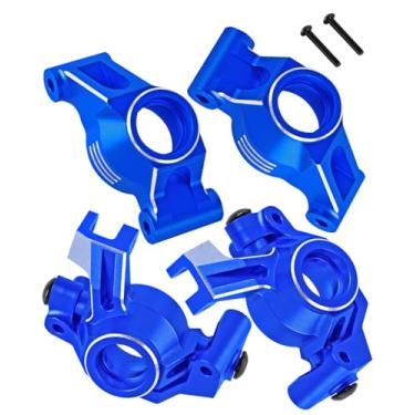 Imagem de BRCatWPark Bloco de rodízio de alumínio, blocos de direção, suportes de eixo traseiro atualiza peça para 1/10 WideMaxx, 1/8 6S Max, bloco de direção RC com rolamentos, azul marinho