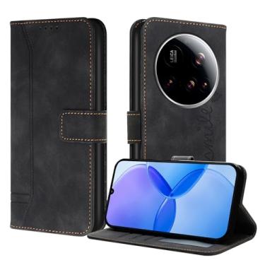 Imagem de Luksinlong Capa carteira para Xiaomi Mi 15 Ultra, capa protetora de couro PU flip com suporte para cartão e fivela magnética para Xiaomi 15 Ultra - preta