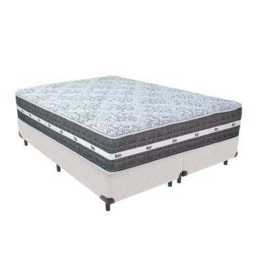 Imagem de Cama Box Queen Branco + Colchão Black Graphite 27 Molas Ensacadas Anjo